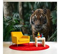Papel pintado fotográfico de bosque natural, 350 x 256 cm, no tejido, de forro polar, diseño de animales salvajes, selva, tigre, impresión artística para dormitorio, sala de estar, comedor, decoración