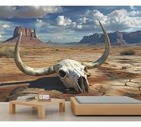 Papel pintado fotográfico de calavera de toro, 150 x 105 cm, mural del desierto, paisaje natural, papel tapiz grande para sala de estar, decoración del hogar (no se despega)