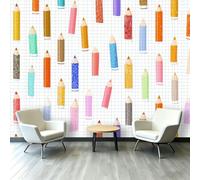 Papel pintado fotográfico de dibujos animados a lápiz, 200 x 140 cm, no tejido, de forro polar, impresión artística con patrón de cuadrícula para dormitorio, sala de estar, comedor, decoración de