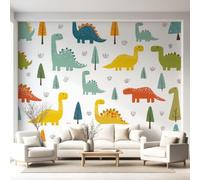Papel pintado fotográfico de dibujos animados de la vida silvestre botánico inodora, dinosaurios árboles, papel pintado no tejido, para salón, dormitorio, 120 x 180 cm, póster panorámico para