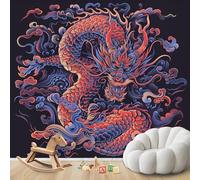 Papel pintado fotográfico de dragón japonés para dormitorio, dragón chino 3D, tela no tejida, rojo y azul, para sala de estar, decoración de pared asiática, papel pintado para habitación infantil, 300