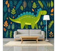 Papel pintado fotográfico de estilo escandinavo, 350 x 256 cm, diseño de dinosaurios de dibujos animados de la selva, papel pintado no tejido, para dormitorio, salón, moderno, decoración de pared