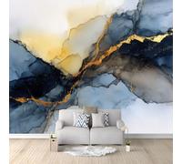 Papel pintado fotográfico de fieltro 350 x 256 cm, mármol negro, efecto 3D, tinta de alcohol, papel pintado no tejido para salón, dormitorio, sofá, TV, fondo de pared
