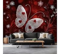 Papel pintado fotográfico de fieltro, alas de corazón, mariposas, flores, 500 x 280 cm, diseño de San Valentín, para salón, dormitorio, habitación infantil, oficina, pasillo, papel pintado no tejido