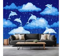 Papel pintado fotográfico de fieltro con diseño de cielo estrellado en 3D, diseño de delfín, para salón, dormitorio, oficina, pasillo, fondo de TV, decoración de pared, 350 x 256 cm
