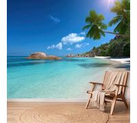 Papel pintado fotográfico de fieltro con diseño de playa selva, 400 x 280 cm, para salón, dormitorio, costa isla, paisaje, papel pintado no tejido, efecto 3D, decoración para habitación infantil