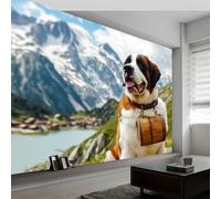 Papel pintado fotográfico de fieltro con fotografía de animales de San Bernardo, 350 x 256 cm (ancho x alto), fotografía de animales, papel pintado para dormitorio, salón, papel pintado, papel pintado