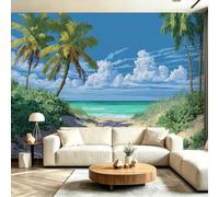 Papel pintado fotográfico de fieltro, diseño de islas, playa, paisaje, para dormitorio, salón, oficina, costa tropical, papel pintado 3D, 350 x 256 cm