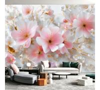 Papel pintado fotográfico de fieltro, elegante relieve 3D 350 x 256 cm | Papel pintado fotográfico moderno Full HD impresión 3D efecto - para salón dormitorio - Papel pintado de pared flores ramas