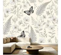 Papel pintado fotográfico de fieltro, mariposas, hojas de helecho, 150 x 105 cm (ancho x alto) - Papel pintado fotográfico - Papel pintado para pared - Decoración de pared para salón dormitorio