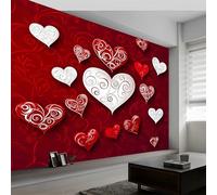 Papel pintado fotográfico de fieltro para niños B200 x H140 cm, arte romántico amor corazón papel pintado fotográfico de pared para dormitorio, sala de estar, no tejido XXL arte romántico papel