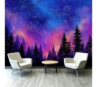 Papel pintado fotográfico de fieltro para salón, 250 x 175 cm, diseño de la Vía Láctea de pinos, para dormitorio, decoración de pared, diseño de cielo estrellado de ensueño, resistente a los rayos UV