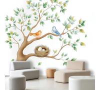 Papel pintado fotográfico de fieltro para salón, dormitorio, habitación infantil, oficina, gran árbol, pájaro, nido, papel pintado XXL, papel pintado para pared, 200 x 140 cm