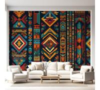 Papel pintado fotográfico de fieltro, resistente a los rayos UV, geométrico, estilo indio, étnico, tribal, 150 x 105 cm, papel pintado no tejido, para salón, dormitorio, diseño tribal africano, papel