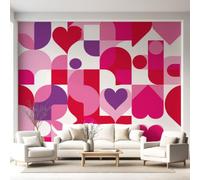 Papel pintado fotográfico de fieltro, resistente a los rayos UV, moderno, abstracto, geométrico, composición de diseño, 150 x 105 cm, papel pintado no tejido, salón, dormitorio, círculo, cuadrado