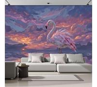 Papel Pintado Fotográfico De Flamencos Al Atardecer, 200x140cm Papel Pintado Fotográfico Retrato De Animal En Acuarela, Decoración De La Pared Murales Para Salón, Dormitorio, Pared De TV