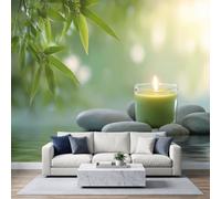 Papel pintado fotográfico de hoja de bambú con forma de guijarros de vela no tejida, para dormitorio, sala de estar, decoración de fondo, 150 x 105 cm