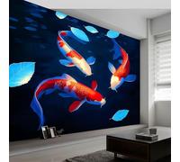 Papel pintado fotográfico de hojas de koi de fantasía china, 400 x 280 cm, no tejido, de alta calidad, para dormitorio, sala de estar, ecológico, póster decorativo
