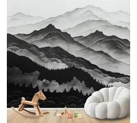 Papel pintado fotográfico de montañas para dormitorio, paisaje natural 3D, papel pintado no tejido gris y negro para sala de estar, patrón oriental, decoración de pared para habitación infantil, 300 c