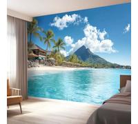 Papel pintado fotográfico de naturaleza junto al mar para sala de estar, mural de pared de 300 x 210 cm, papel tapiz fotográfico de montaña con palmeras y océanos para dormitorio, pared y restaurante