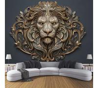 Papel Pintado Fotográfico De Relieve De Cabeza De León En 3D, 250x175cm Papel Pintado Fotográfico Majestuoso Y Magnífico Animal, Decoración De La Pared Murales Para Salón, Dormitorio, Pared De TV