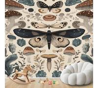 Papel pintado fotográfico de setas, polillas, botánico, vintage, insectos, no tejido, moderno, para salón, dormitorio, habitación infantil, decoración, papel pintado, 250 cm x 175 cm, pegatinas, pintu