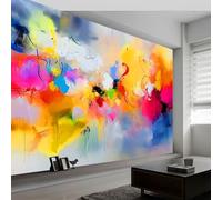 Papel pintado fotográfico de textura abstracta acuarela multicolor papel pintado no tejido seda 400 x 280 cm papel pintado con motivos para dormitorio, salón, pasillo, panorámica, decoración