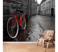 Papel pintado fotográfico de vehículos ciudades de 118in x 83in / 300 x 210 cm (ancho x alto), no tejido, diseño retro de bicicleta y calle, decoración del hogar, decoración del hogar, decoración de