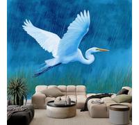 Papel pintado fotográfico de vellón con diseño de garzas de animales, 250 x 175 cm, para dormitorio o salón, moderno papel pintado, acuarela, efecto 3D, decoración de pared