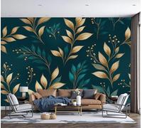 Papel Pintado Fotográfico Dibujo Lineal De Hojas 300x210cm, Papel Pintado Panorámico Estilo De Ilustración De Plantas, Murales Decoración Pared Para Cuarto De Salón, Oficina, Sala De Estar