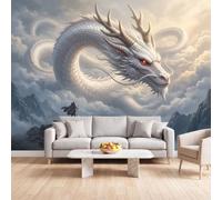 Papel pintado fotográfico Dragon Mountain 400 x 280 cm, no tejido, mural de pared oriental, fantasía, decoración 3D, póster para salón, dormitorio