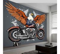 Papel pintado fotográfico efecto 3D Animales Vehículos Motocicletas 200 x 140 cm Fotomurales Tejido No Tejido Murales Fotográfico Moderno Decoración de Paredes para salón o dormitorio, Gris Oscuro