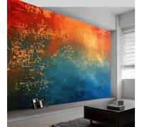 Papel pintado fotográfico efecto 3D Arte Decadente Textura Oxidada 300 x 210 cm Fotomurales Tejido No Tejido Murales Fotográfico Moderno Decoración de Paredes para salón o dormitorio, Azul Anaranjado