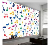 Papel pintado fotográfico efecto 3D Arte Pop Música Notas Musicales 200 x 140 cm Fotomurales Tejido No Tejido Murales Fotográfico Moderno Decoración de Paredes para salón o dormitorio, Color