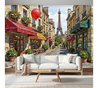 Papel pintado fotográfico en tonos tierra, ilustración de París en acuarela, mural de pared para salón, dormitorio, póster panorámico, arte mural para habitación infantil, 300 cm x 210 cm