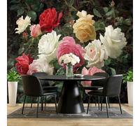 Papel Pintado Fotográfico Estilo De Pintura Al Óleo Ramo Hoja, 250 x 175 cm mural decoración para Salón Dormitorio Comedor - Verde Oscuro Patrón Papel Pintado no tejido(Not Peel And Stick)