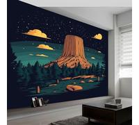 papel pintado fotográfico Fantasía Torre Diablo Bosque, 400 x 280 cm Fotomurales no Tejido Papel Pintado Decoración de Pared moderna, Decorativos Murales para Dormitorio Salón TV Pared, Verde Oscuro