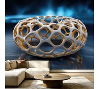 Papel pintado fotográfico geométrico de panal de abeja 200 x 140 cm (ancho x alto) no tejido, mural de pared 3D con representación abstracta para cocina, comedor, oficina, papel pintado decorativo