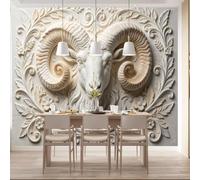 Papel Pintado Fotográfico Grande con Un Animal De Buen Augurio De 500 × 350 cm (Ancho X Alto), Escultura De Carnero De Cuernos Grandes, Mural De Pared, Papel Pintado No Tejido con Estampado Artís