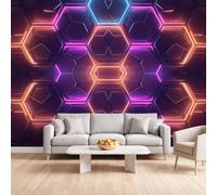 Papel pintado fotográfico hexagonal de panal de abeja 250 x 175 cm, mural de pared no tejido, ciencia ficción, 3D, moderno, abstracto, geométrico, decoración, póster para sala de estar, dormitorio