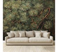 Papel pintado fotográfico hojas plantas verdes agujas pino fotomural 3D diseño para paredes habitación salón sofá TV Hotel pasillo fondo pintura mural tela no 400 cm (L) x 280 cm (A)