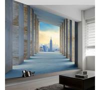 Papel pintado fotográfico largo de corredor de la ciudad, murales de 200 x 140 cm (ancho x alto), papel pintado 3D para habitación infantil, diseño geométrico del espacio, póster artístico, imagen de