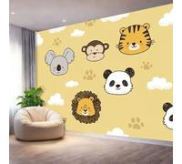 Papel pintado fotográfico Lindas huellas de animales salvajes notejido efecto 400 x 280 cm Fotomurales - para salón dormitorio moderno mural de pared panorámico Amarillo