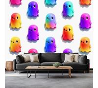 papel pintado fotográfico Lindos Patrones Fantasmas Animados, 350 x 256 cm Fotomurales no Tejido Papel Pintado Decoración de Pared moderna, Decorativos Murales para Dormitorio Salón TV Pared, Color