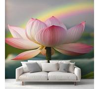 Papel pintado fotográfico Loto Rosa, papel pintado no tejido con flores botánicas para meditación, mural de pared, decoración de pared para sala de estar y dormitorio, 400 cm x 280 cm