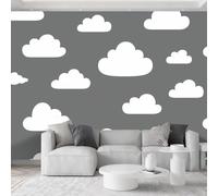 Papel pintado fotográfico minimalista moderno de 200 x 140 cm, diseño de nubes de dibujos animados, textura de bloque de color, no tejida, decoración de pared para sala de estar, dormitorio de niños