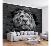 Papel pintado fotográfico moderno de animales salvajes, 350 x 256 cm, arte abstracto, pared de ladrillo, diseño de león, inodoro y lavable, colores brillantes, decoración de pared para habitación
