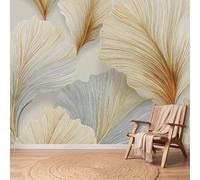 Papel pintado fotográfico moderno minimalista de hojas de albaricoque con líneas abstractas de vellón XL efecto 3D no tejido moderno para salón, dormitorio, habitación infantil, decoración de pared
