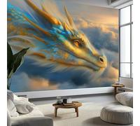 Papel pintado fotográfico multicolor 150 x 105 cm - Fotomurales XL para salón o dormitorio, decoración de pared, efecto 3D, resistente a los rayos UV, oriental épico, dragón divino nubes