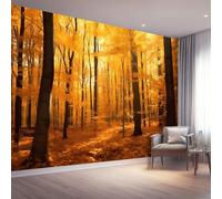 Papel Pintado Fotográfico Naturaleza Bosque Otoñal Árboles Grandes, 200 x 140 cm mural decoración para Salón Dormitorio Comedor - Marrón Patrón Papel Pintado no tejido(Not Peel And Stick)